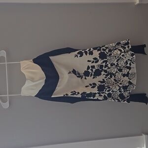 White House Black Market Black and Cream Dress